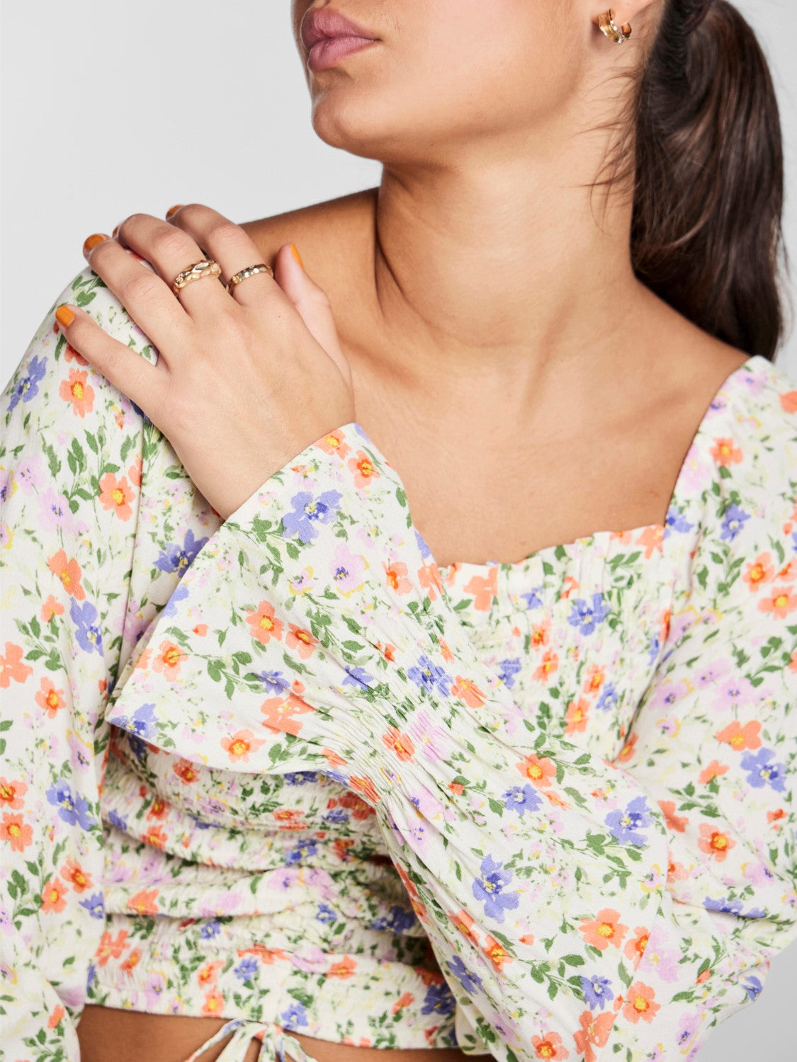 Blouse manches longues PIECES Korine | Crème florale