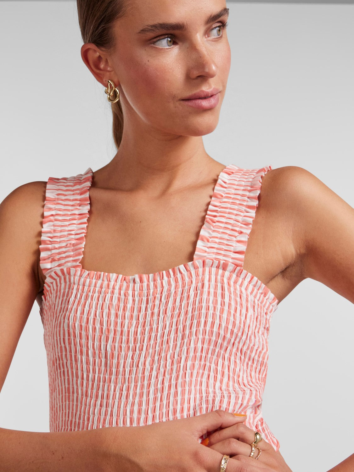 Robe PIECES | Rayures corail