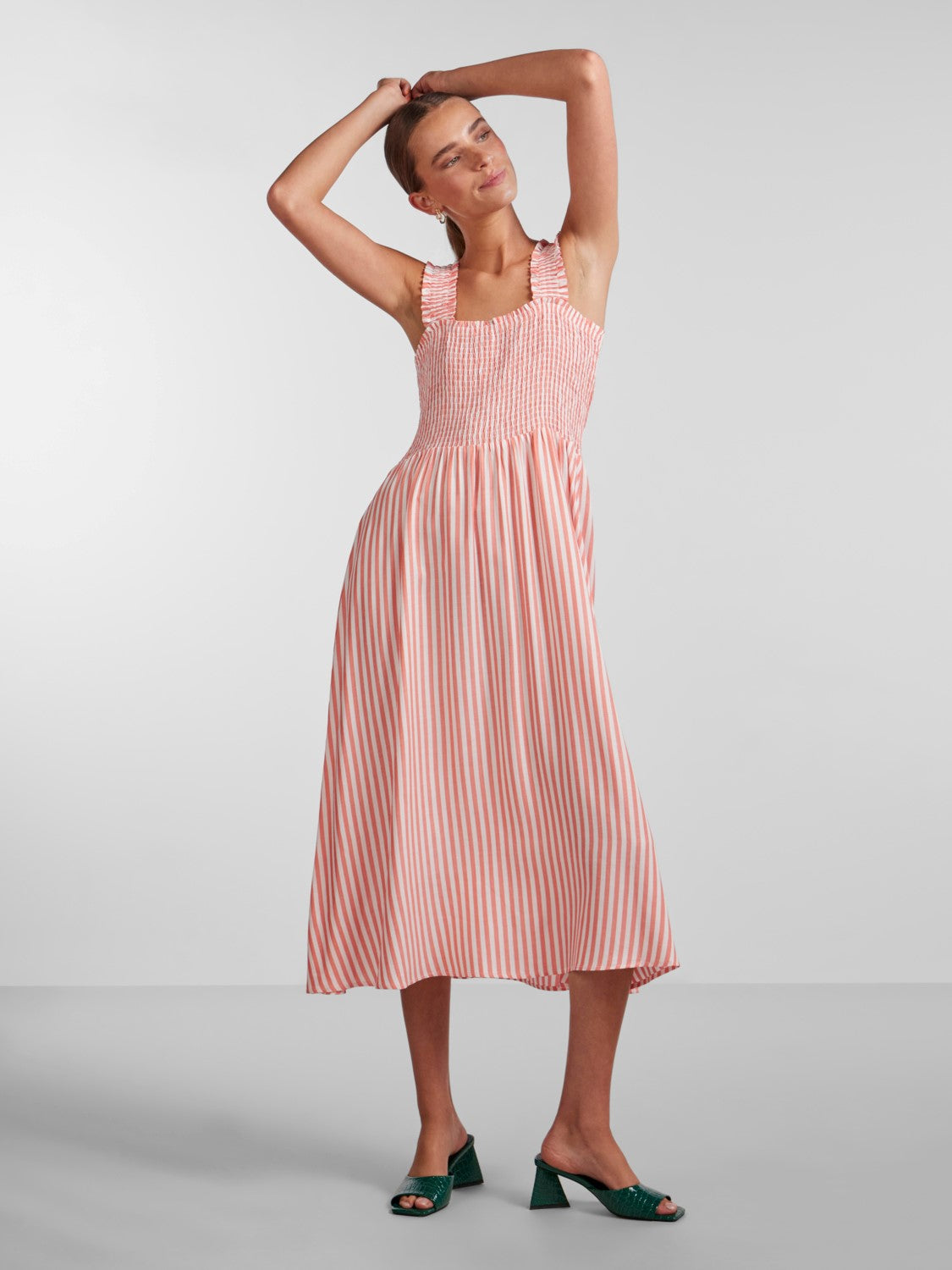 Robe PIECES | Rayures corail