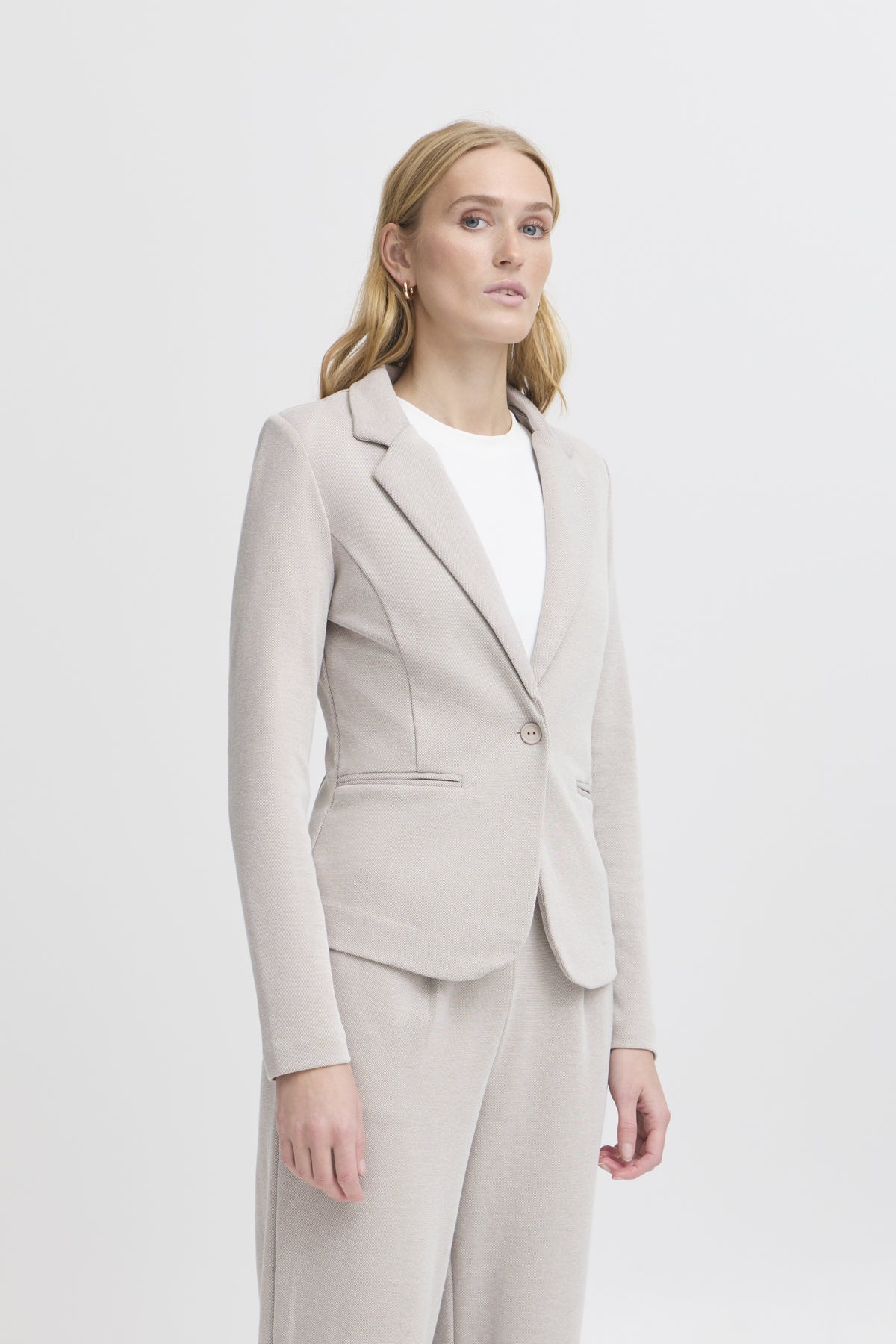Veston ICHI Kate piqué | Taupe