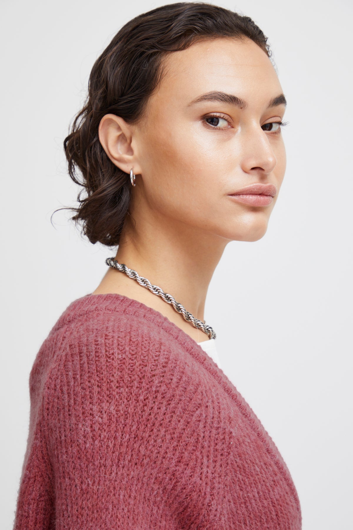 Cardigan marin | Rose bruyère