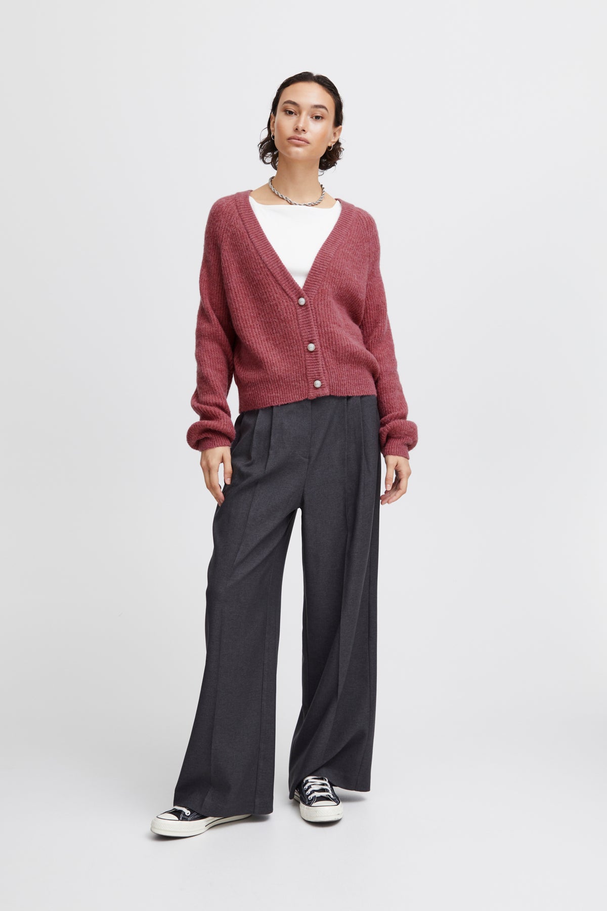 Cardigan marin | Rose bruyère
