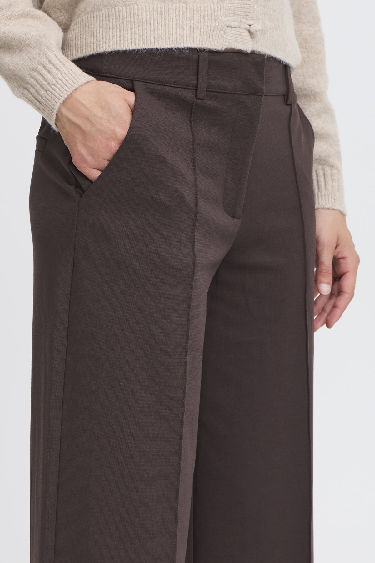 Pantalon Kate Large avec couture | Chocolat