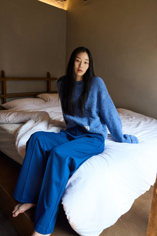 Pantalon Kate Large avec couture | Pivoine marine