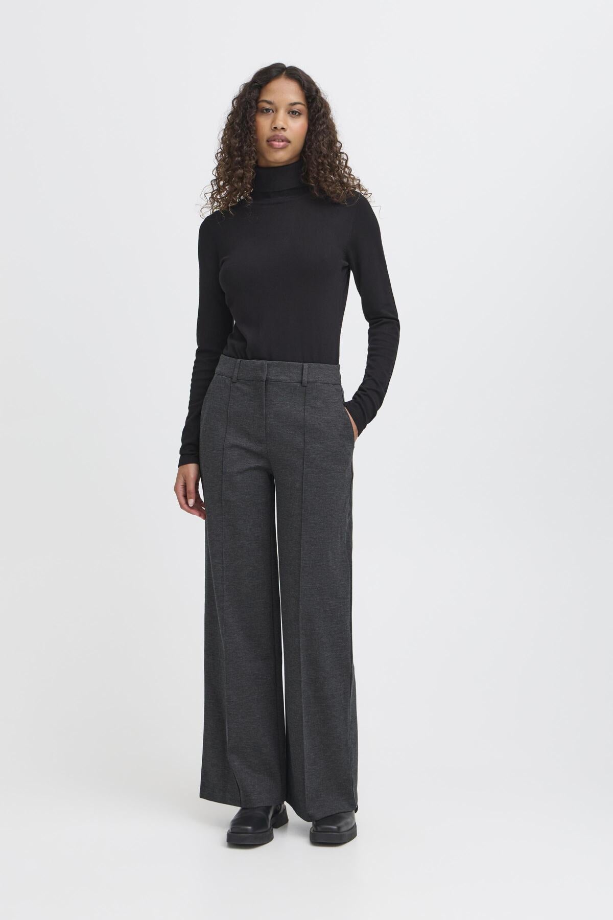 Pantalon Kate Large avec couture | Gris foncé