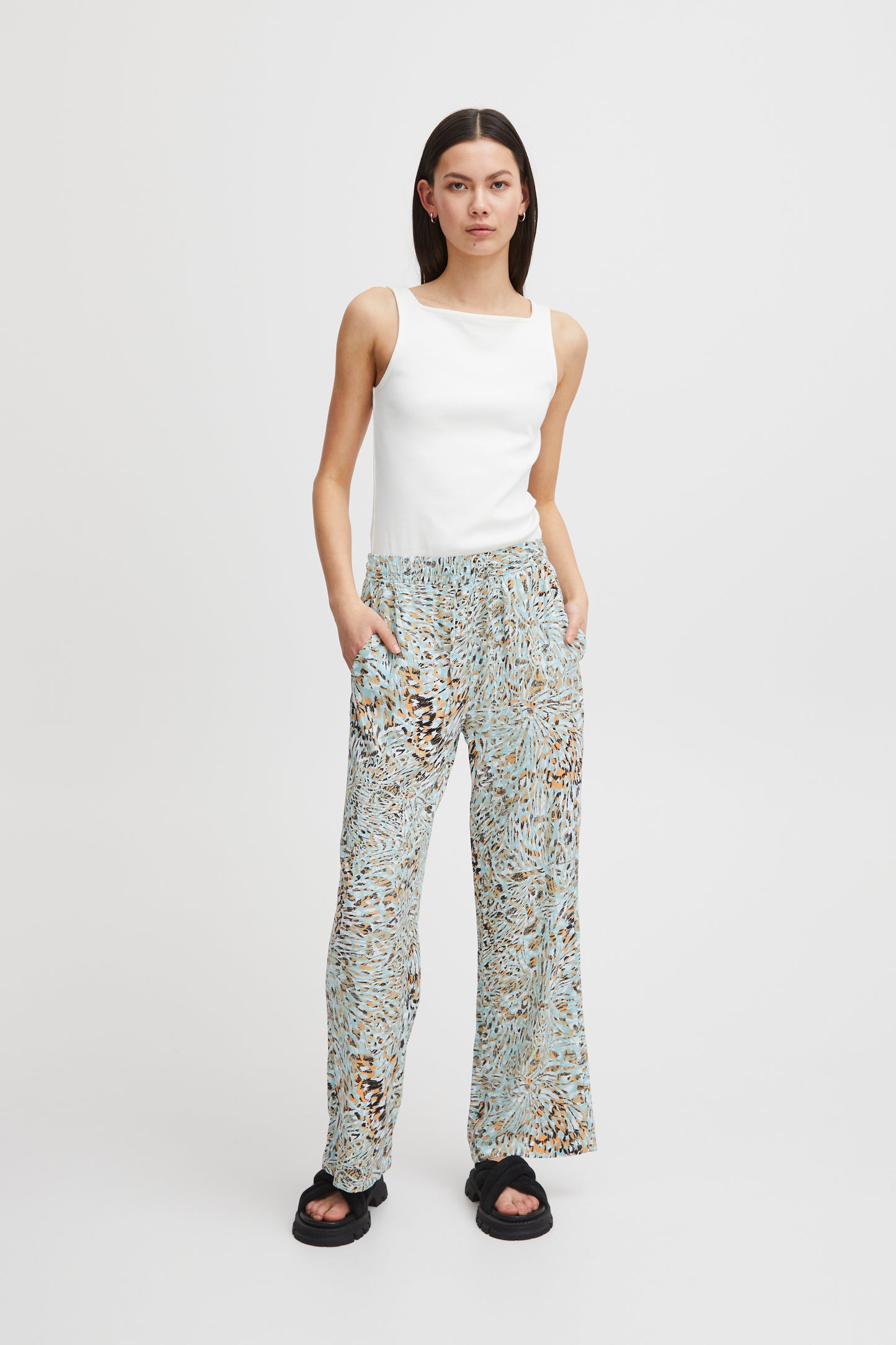 Pantalon ICHI motifs | Bleu coquille