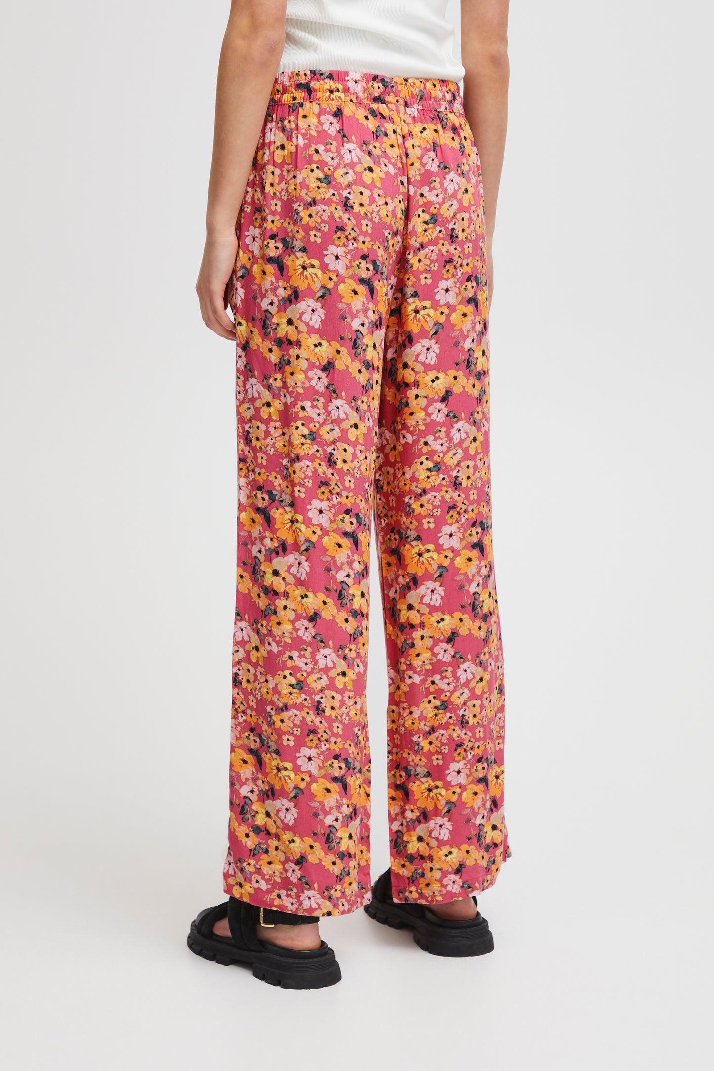 Pantalon ICHI fleurs | Carmin