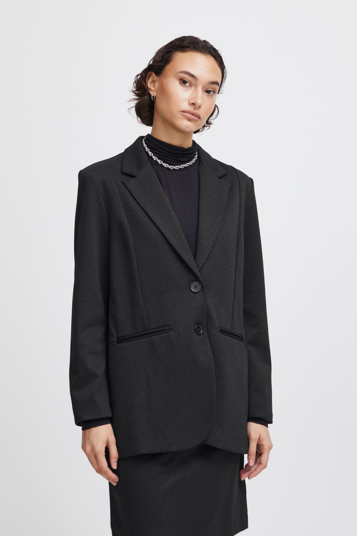 Veston Kate Oversize | Noir métallique