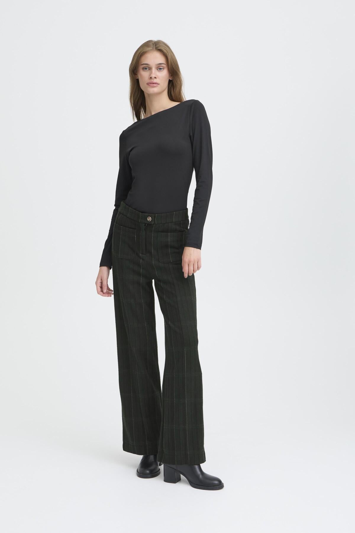 Pantalon Kate Woolley | Noir avec carreaux