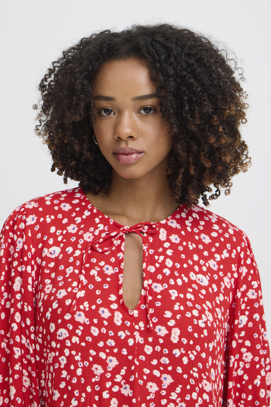 Robe Marrakech courte - Ichi | Rouge tangerine