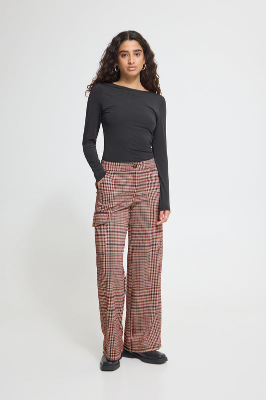 Pantalon Kate Checkit - Ichi | Bourgogne