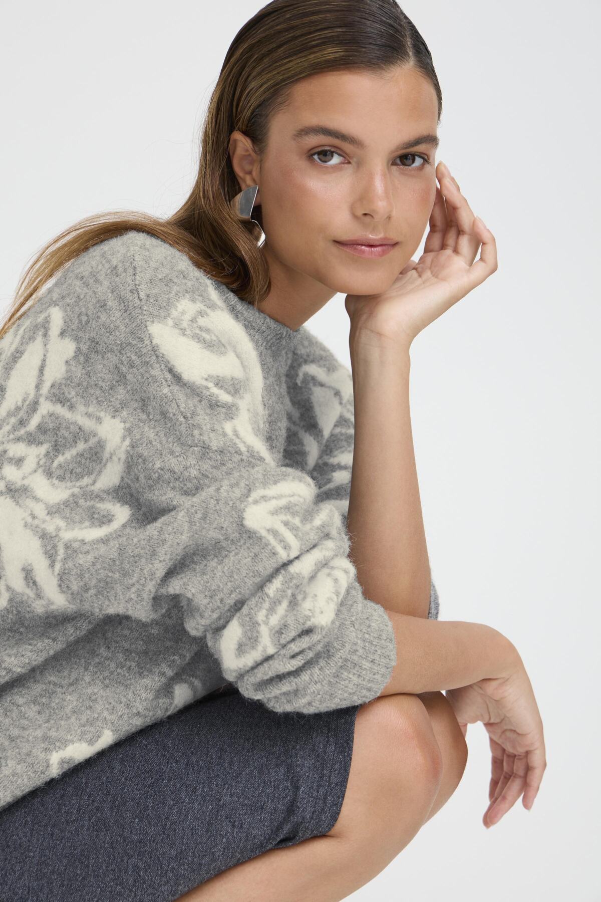 Tricot Omea | Floral gris