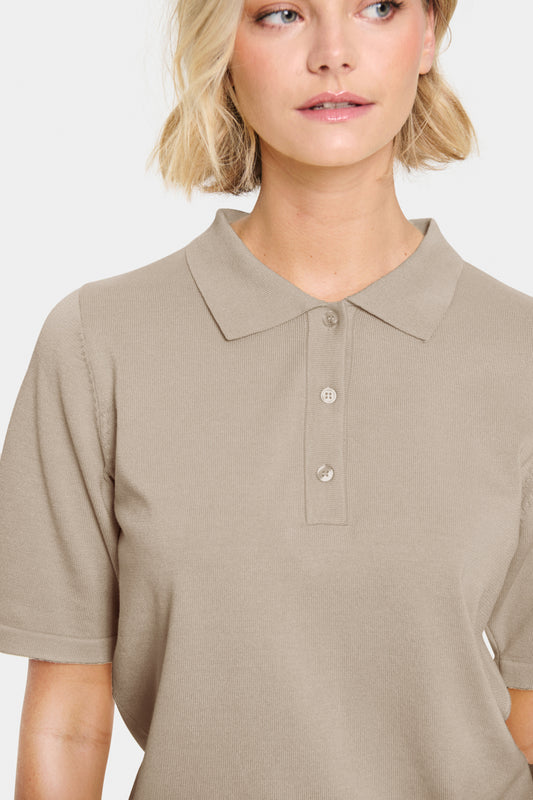 Chandail polo Mila | Mélange taupe
