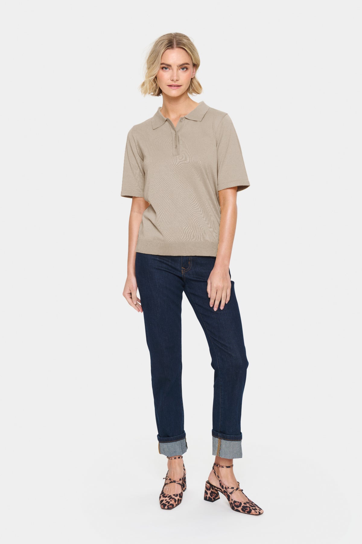 Chandail polo Mila | Mélange taupe