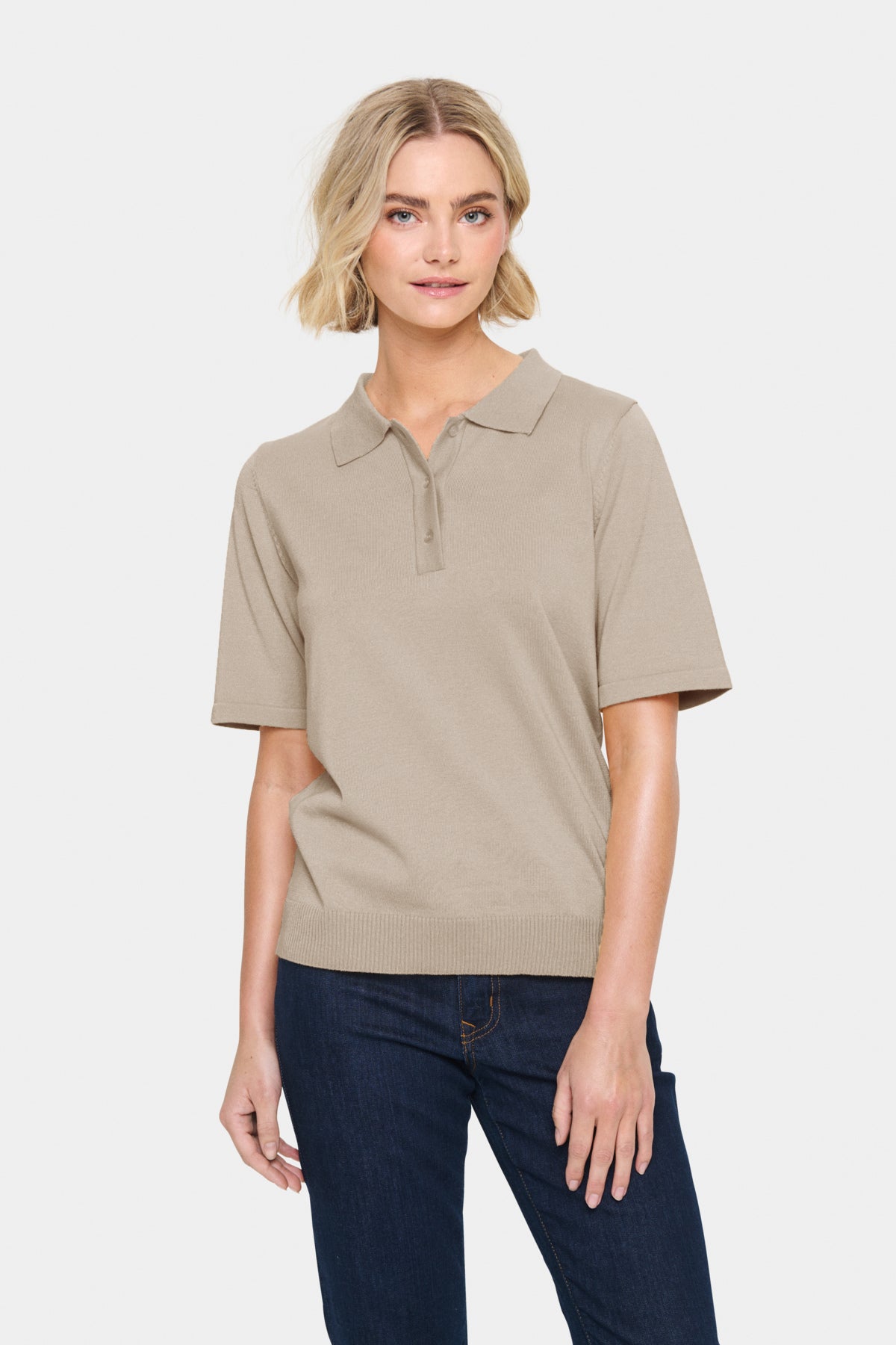 Chandail polo Mila | Mélange taupe