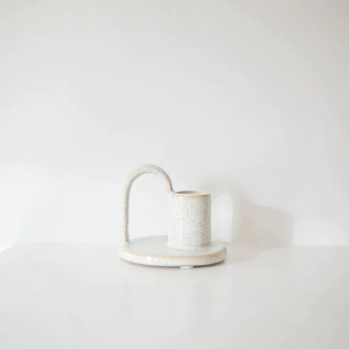Bougeoir en grès crème | Beige Avoine