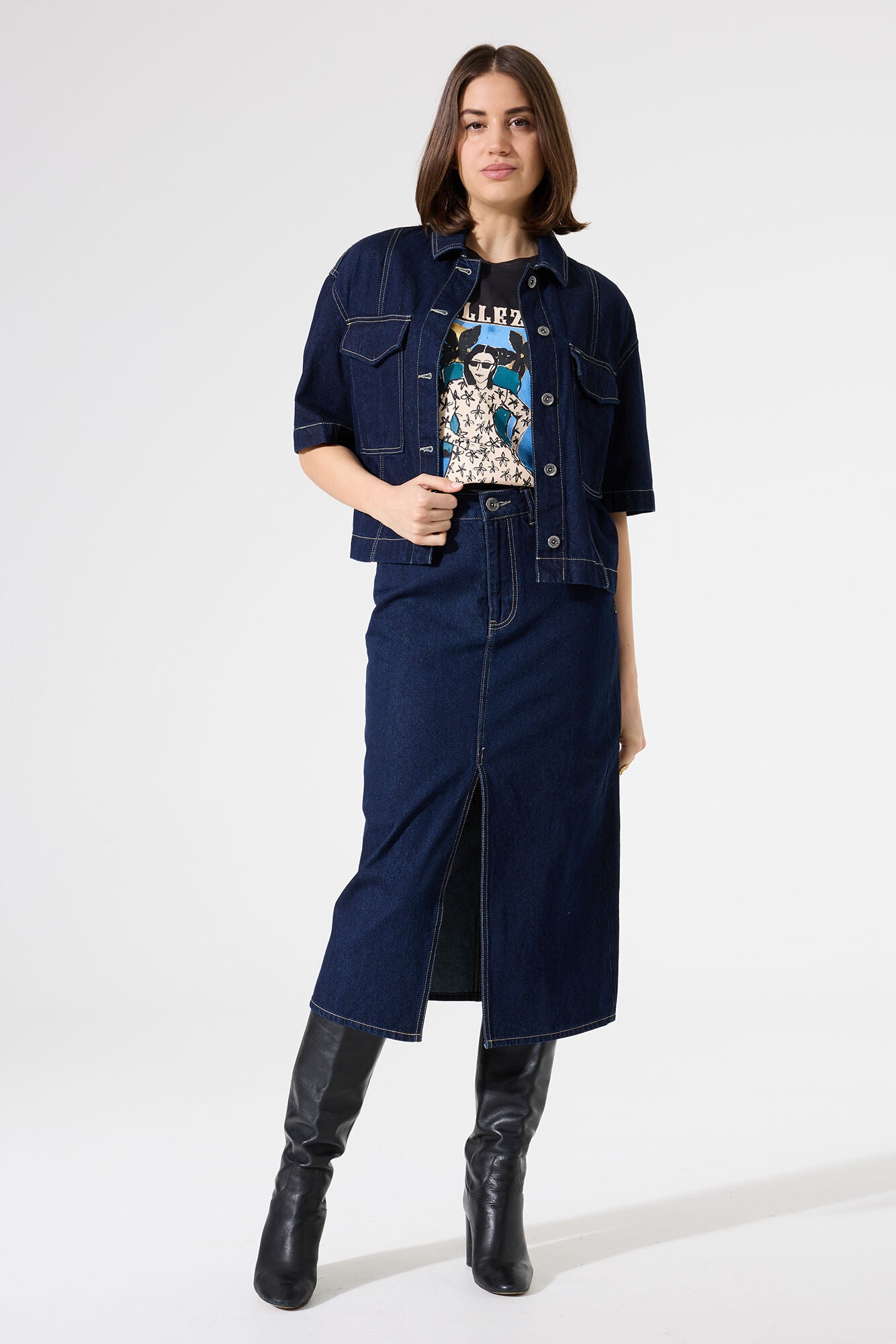 Jupe denim Natalia | Bleu foncé