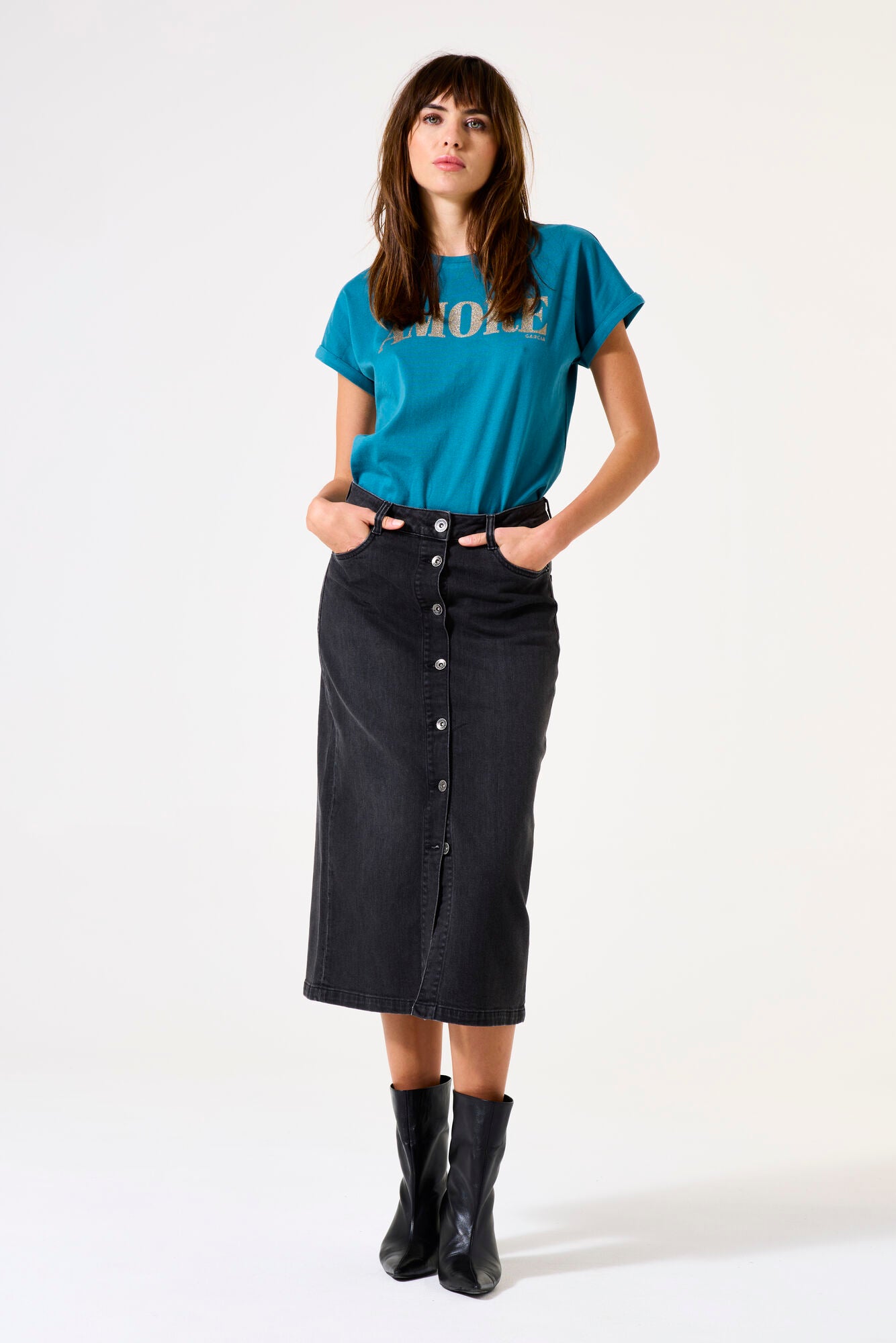 Jupe denim | Noir délavé