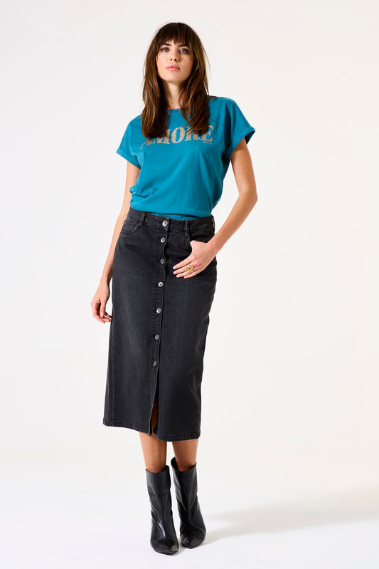 Jupe denim | Noir délavé