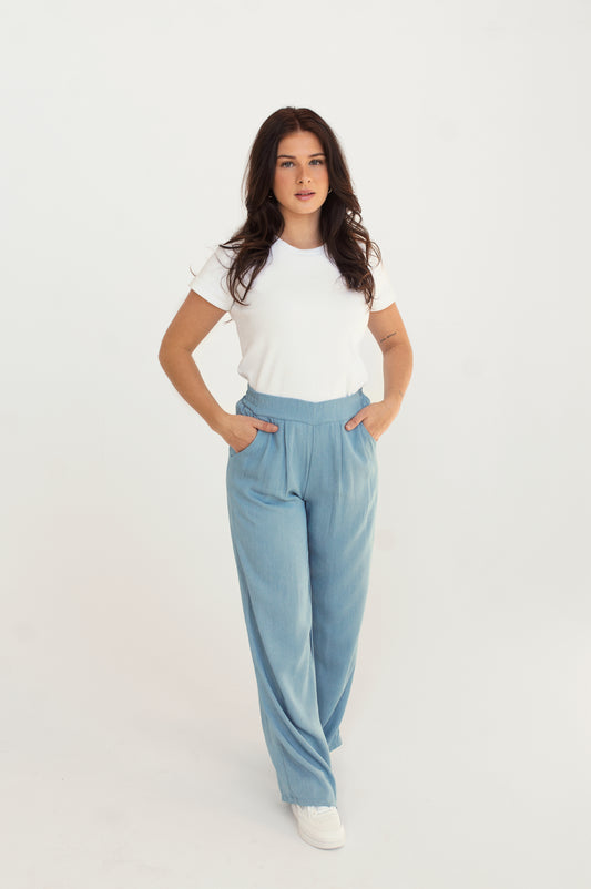 Pantalon Mimi | Bleu chambray