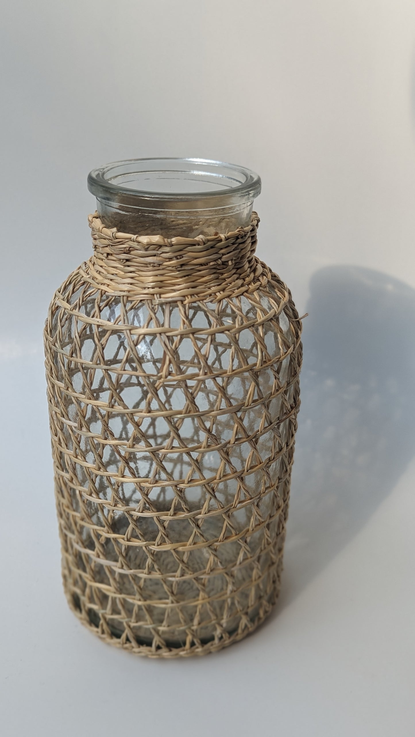 Vase en verre avec osier | Beige Avoine