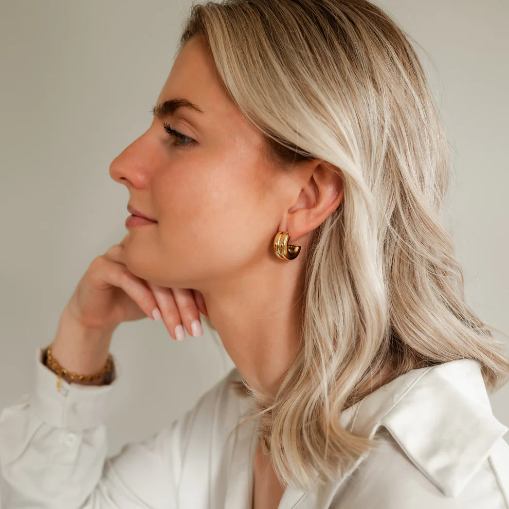 Boucles d'oreilles double chunky | Dorée