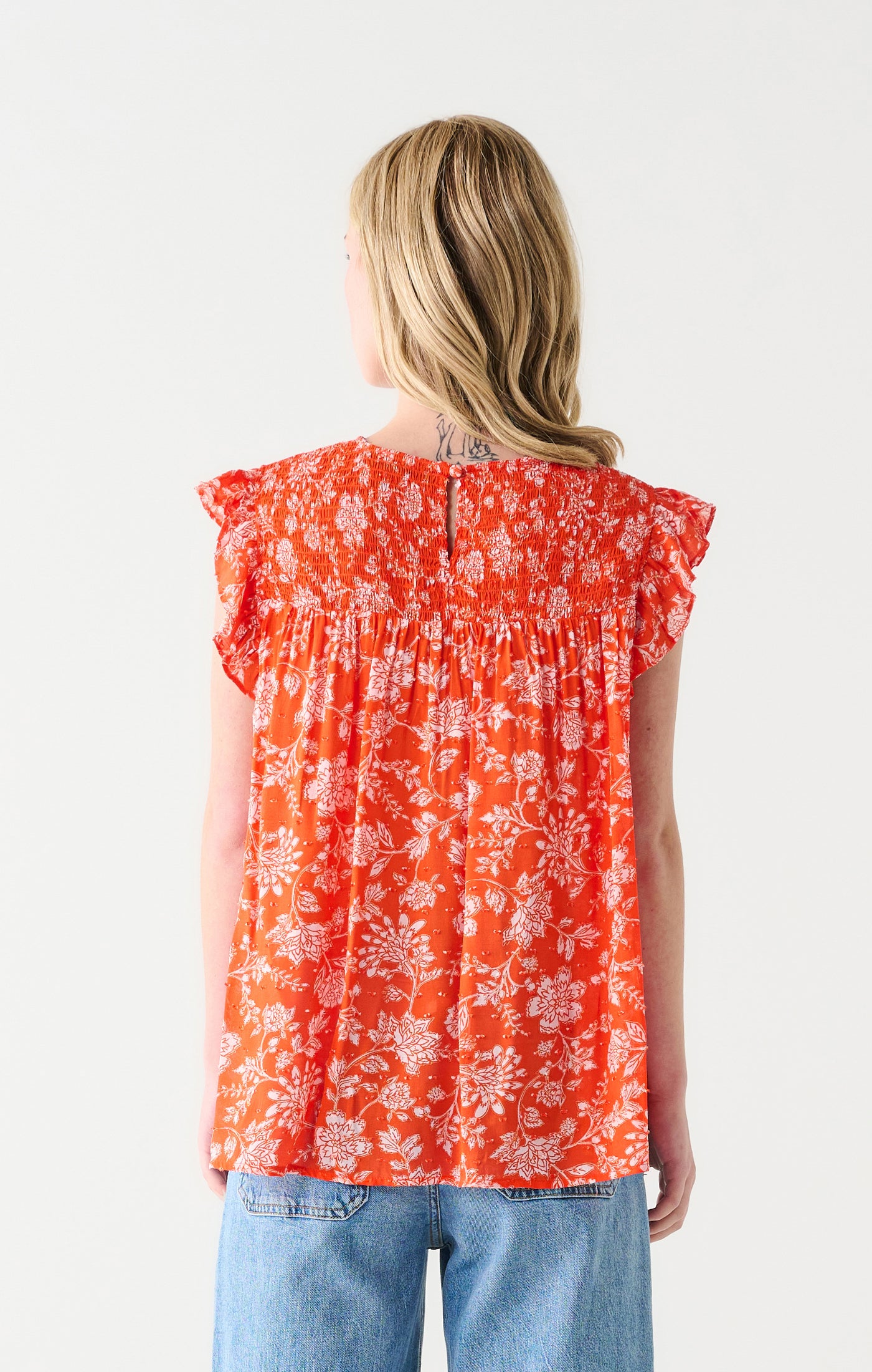 Blouse Floral | Orange et crème