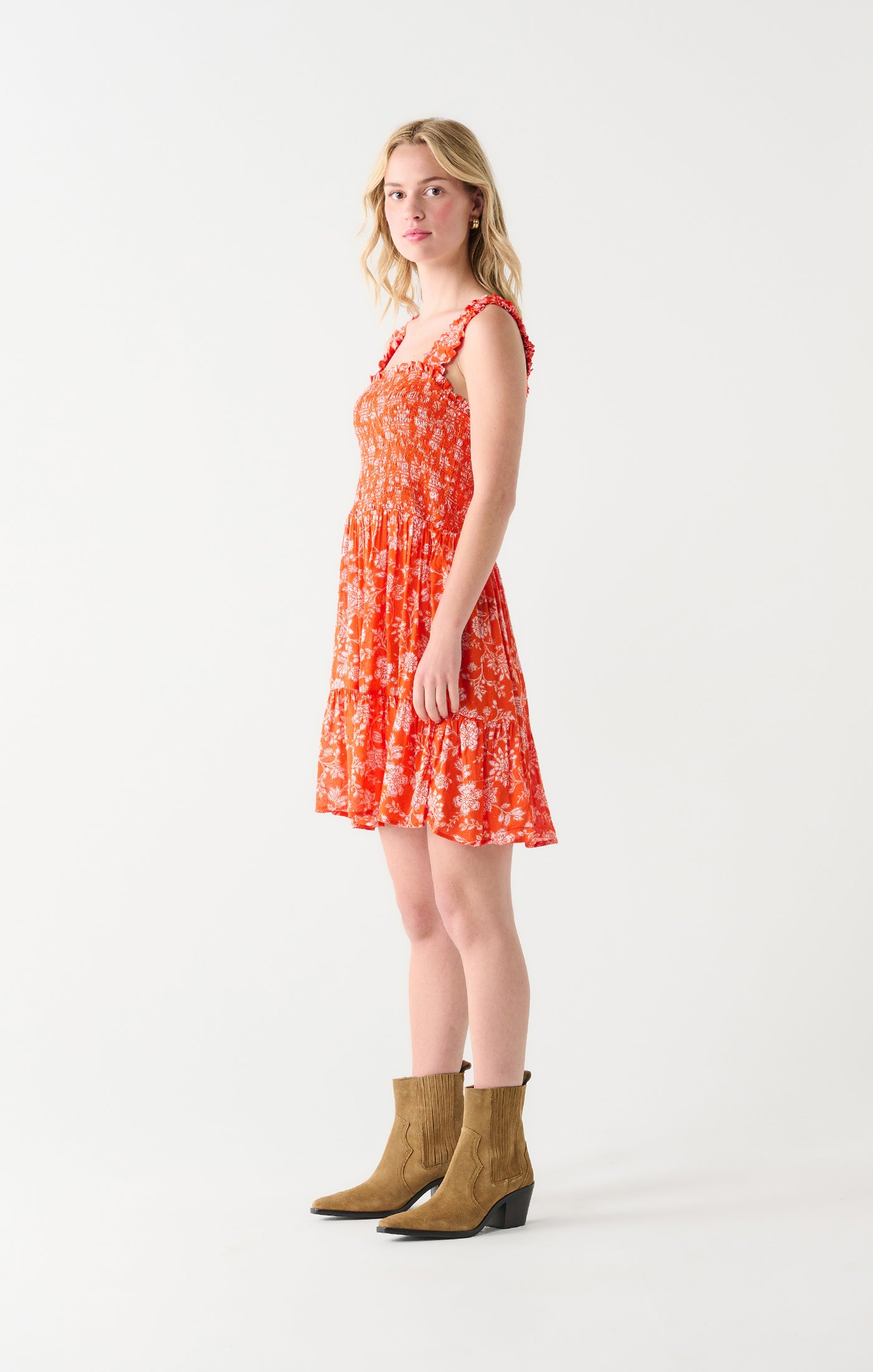 Robe florale | Orange et crème