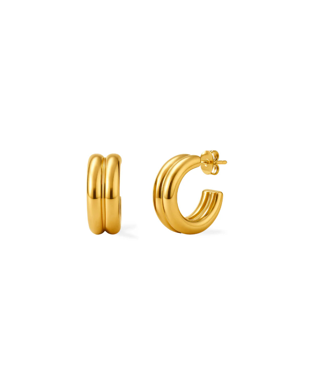 Boucles d'oreilles double chunky | Dorée