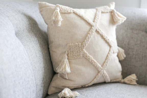 Housse de coussin motif beige | Beige Avoine