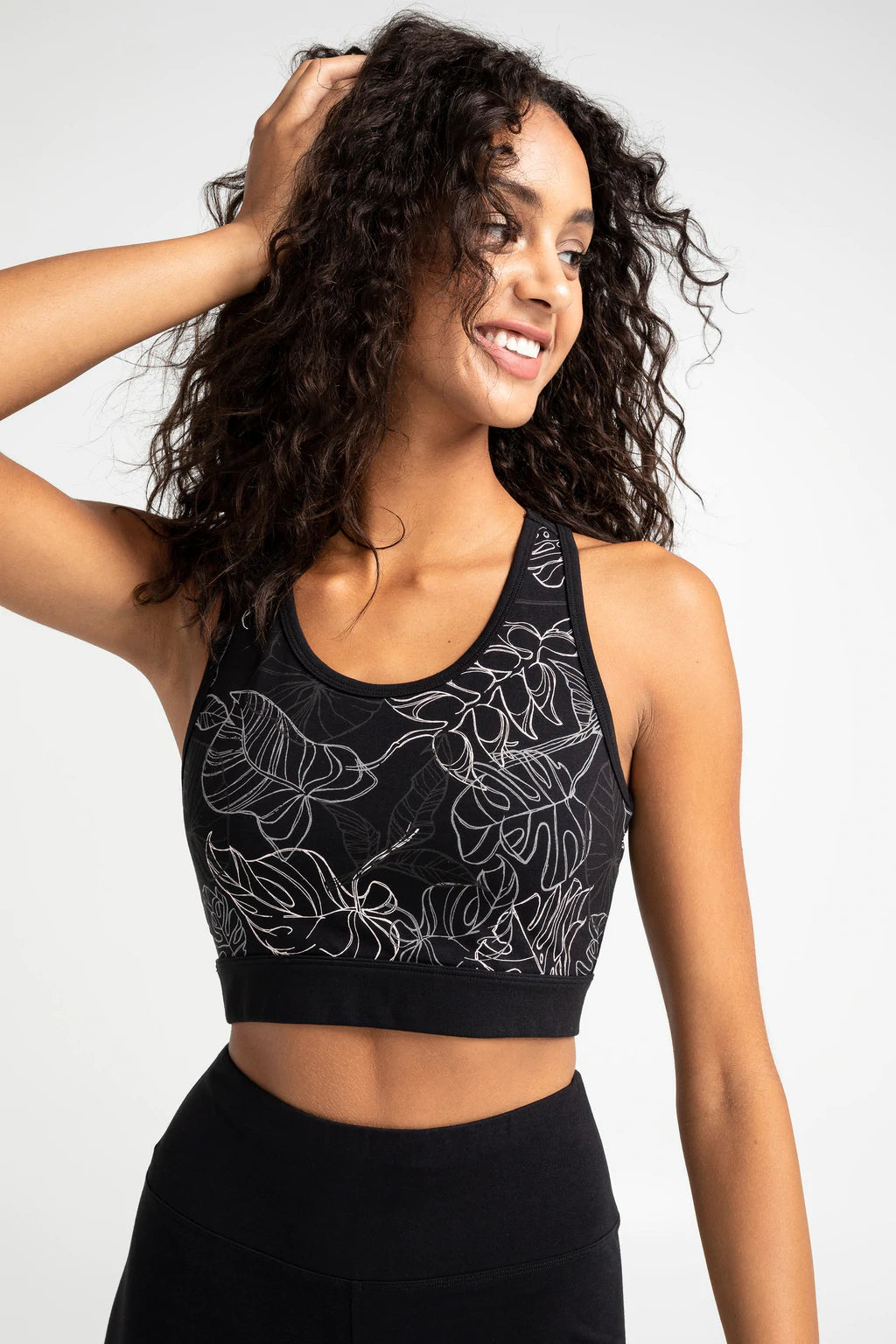 Sporty printed stretch jersey top