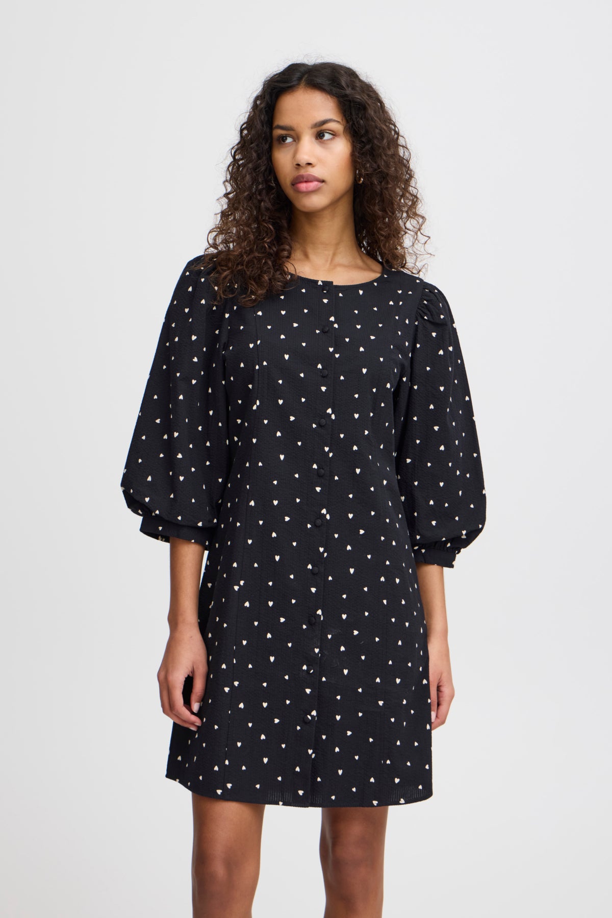 Robe Qwissa | Noir avec coeurs