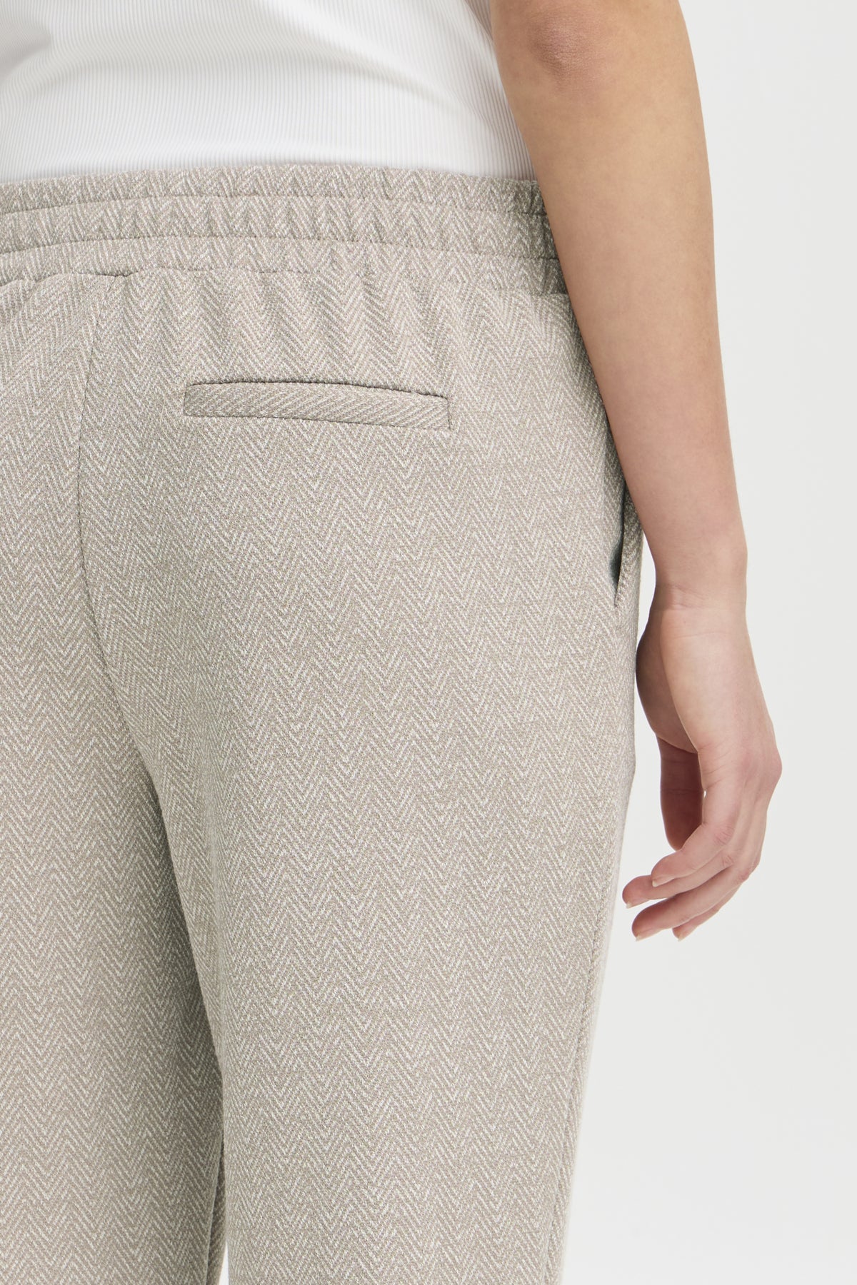 Pantalon ICHI Kate Jacquard | Beige amande