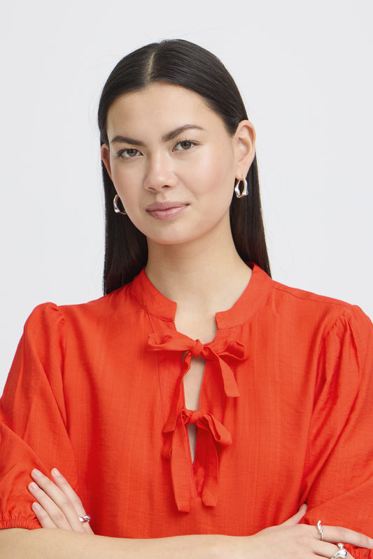Blouse Melda - Ichi | Rouge tangerine