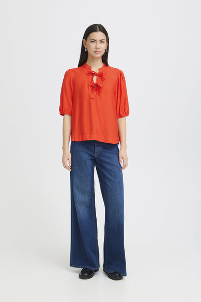 Blouse Melda - Ichi | Rouge tangerine