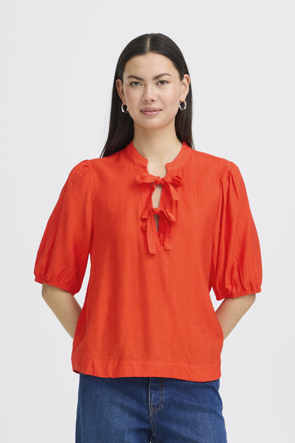 Blouse Melda - Ichi | Rouge tangerine