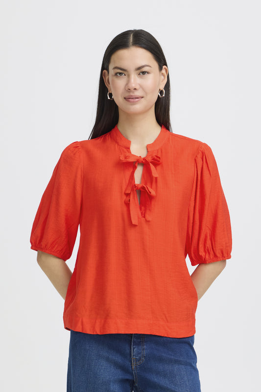 Blouse Melda - Ichi | Rouge tangerine