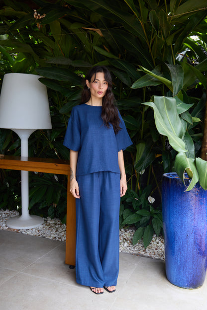Pantalon Katico - Ichi | Mélange bleu