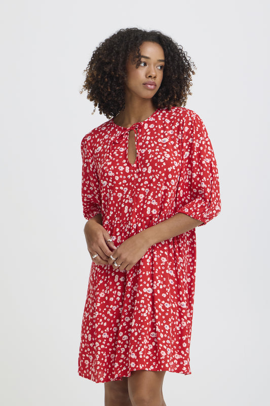 Robe Marrakech courte - Ichi | Rouge tangerine