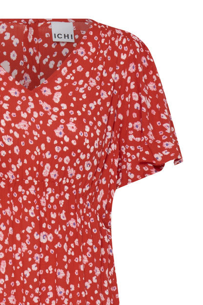 Robe Marrakech longue - Ichi | Rouge tangerine