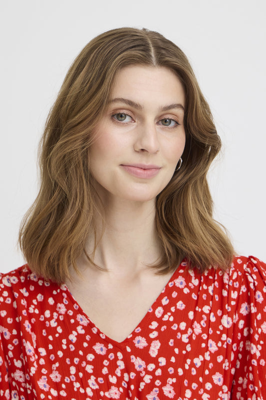 Robe Marrakech longue - Ichi | Rouge tangerine