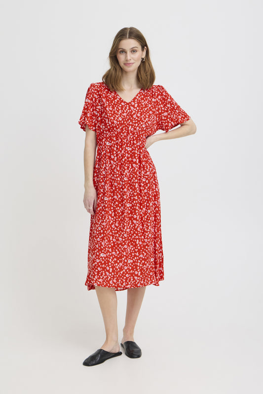 Robe Marrakech longue - Ichi | Rouge tangerine
