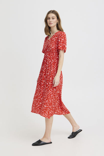 Robe Marrakech longue - Ichi | Rouge tangerine