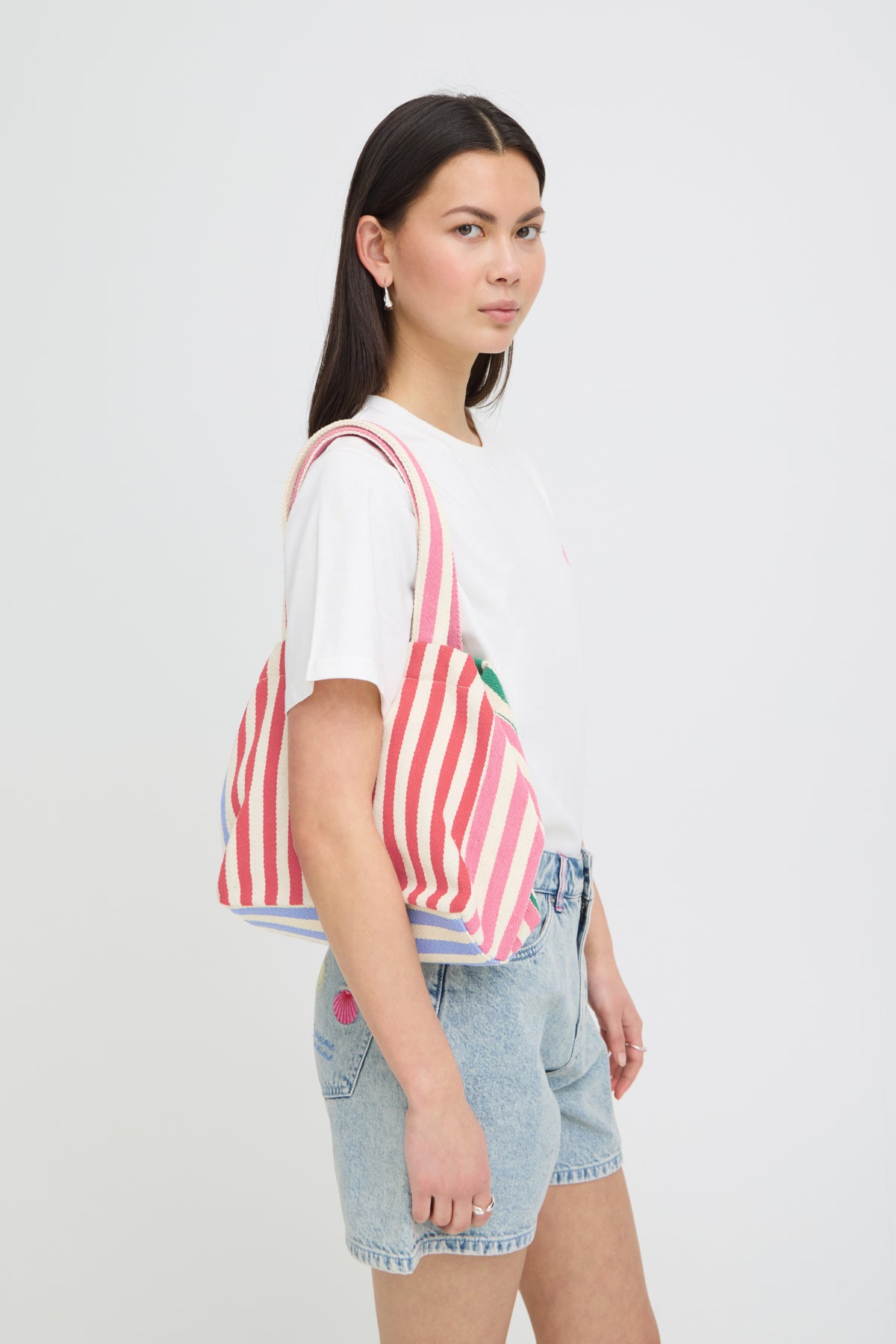 Sac à main Sio - ICHI | Crème à rayures