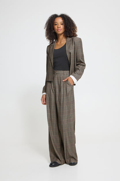 Pantalon Laito - Ichi | Noir carreaux