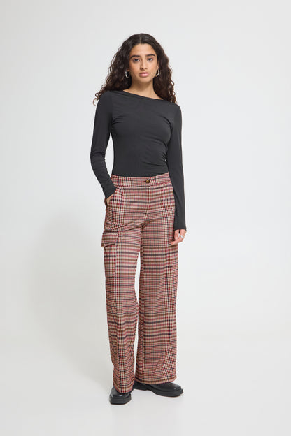 Pantalon Kate Checkit - Ichi | Bourgogne