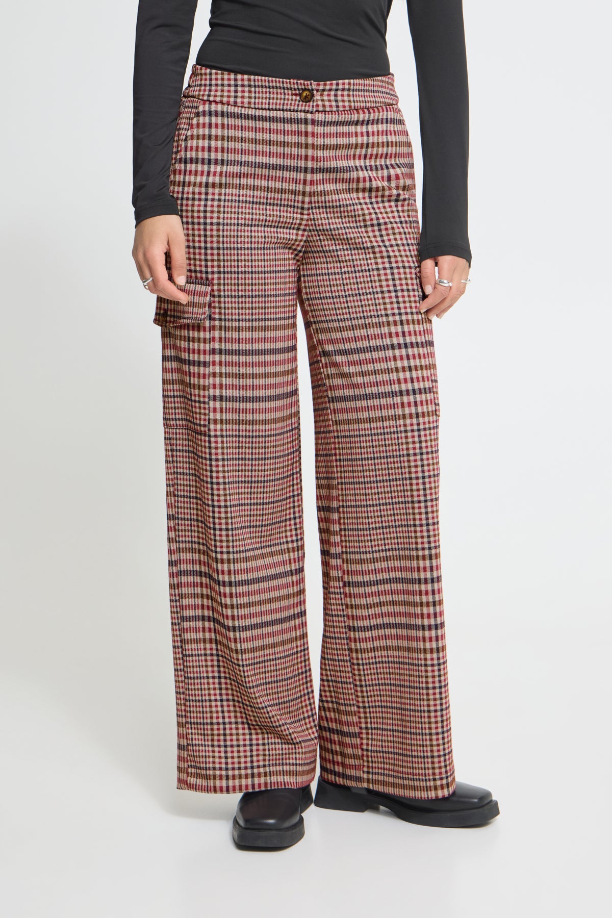 Pantalon Kate Checkit - Ichi | Bourgogne