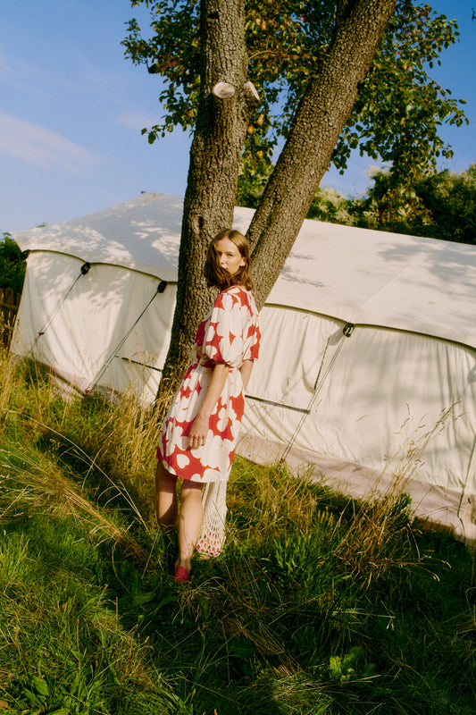 Robe Bine | Motif Rouge coquelicot