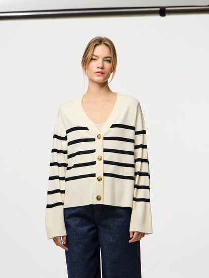 Cardigan Sia | Crème ligné