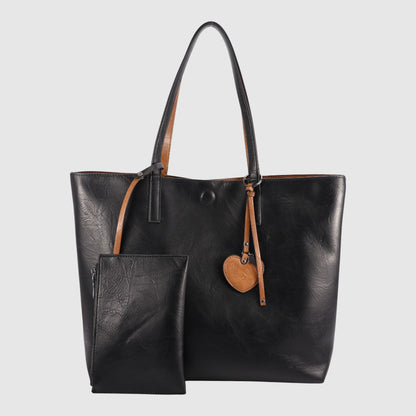 Sac à main réversible Julianne - ZAC | Noir - Cognac